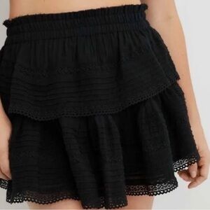 Aerie Black Rock N Ruffle Mini Skirt